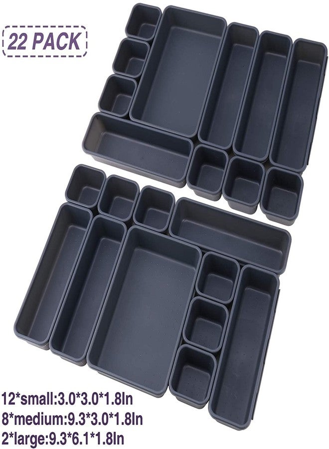 CLOUDTAIL CHOICE Interlocking Drawer Organizer Bins, Durable Plastic, Various Sizes for Custom Layout Design, Great for Desk Drawer, Tool Box 22-Piece Set - Image 2